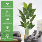 Artificial Bird of Paradise Plant 7.5Ft Tall Fake Tropical Palm Tree Large Fake Plants with 18 Silk Banana Leaves Faux Plant Indoor Decor Trees White Pot for Home Bedroom Living Room Office