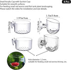 4 Pcs Aquarium Plant Pot Planter, Glass Fish Tank Plants Holder, Aquarium Decoration Plant Cup with Suction Cups for Fishes Tank Ornament Aquarium Décor Plastic Plants Fish and Aquatic Pets