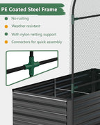FOOWIN Raised Garden Bed with Arch Trellis for Climbing Plants,Galvanized Raised Garden Bed,Planter Boxes Outdoor for Vegetables Flowers Herb,478 Gallon Capacity Black