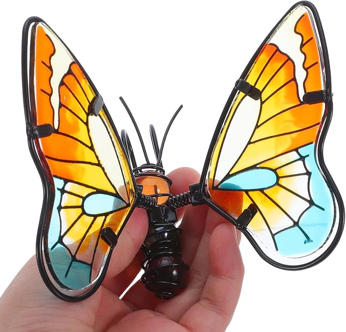 BESPORTBLE 3Pcs Butterfly Decorations for Plant Pots: Metal Stained Glass Garden Decor – Spring Outdoor Decor for Potted Plants, Aesthetic Yard & Patio Decorations Outdoor, Gift for Women