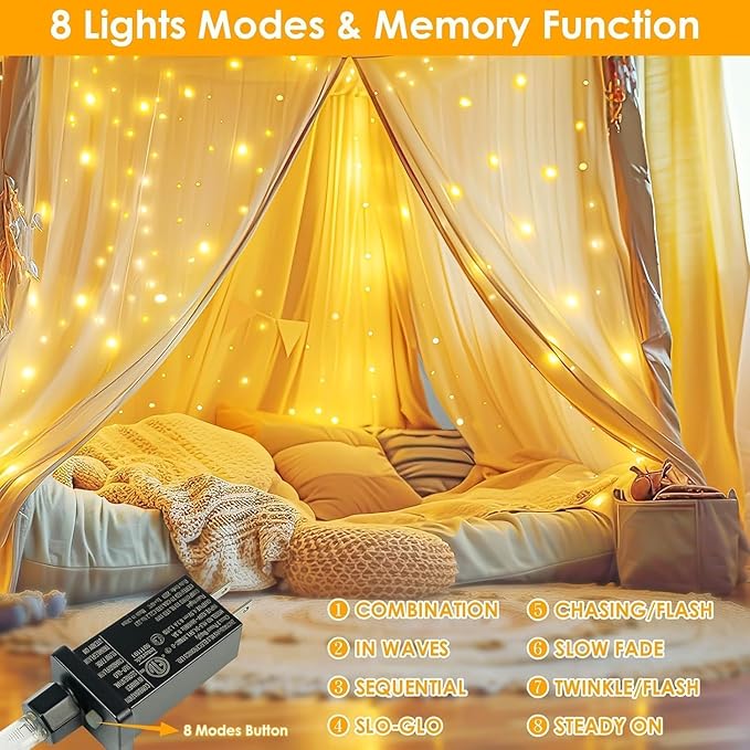 Warm White ⇋ Multicolor 66Ft 200LED Christmas Fairy Lights Plug in with Remote, Waterproof String Lights Outdoor Indoor 8 Modes with Timer, Twinkle Lights for Girl's Room Garden Christmas Decorations