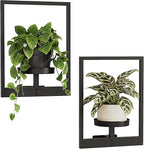 Bamworld Plant Stand Indoor Wall Decor Metal Plant Hanger Indoor Hanging Plant Holder Wall-Mounted Planters Outdoor Plant Rack Black 2 Pack (Patent Design)