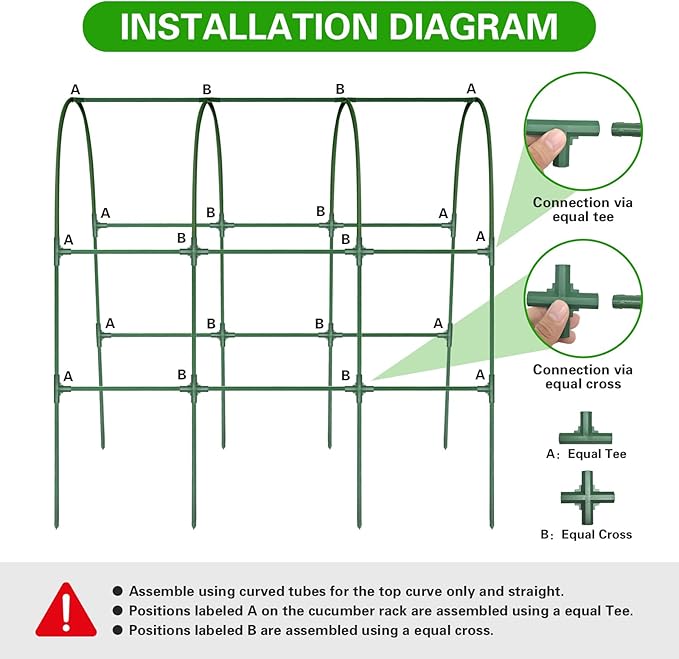 TOCCYARD Cucumber Trellis for Raised Bed, U-Shape Garden Trellis for Climbing Plants Outdoor, Metal Arch Trellis for Vegetables, Plant Support for Tomato, Pea, Zucchini, Squash