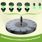AISITIN 2.5W Solar Bird Bath Fountain Pump, Solar Fountain Pump for Bird Bath with 6 Nozzles, 6.7" Solar Powered Water Fountain Pump for Garden, Ponds, Pool, Fish Tank, Aquarium and Outdoor