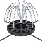 SEIRMEP Solar Fountain Pump with Spray Height Adjustment, Upgrade Glass Solar Bird Bath Fountains with 6 Nozzles, Outdoor Solar Water Fountain Pump for Bird Bath, Garden, Pool, Pond