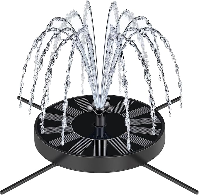 SEIRMEP Solar Fountain Pump with Spray Height Adjustment, Upgrade Glass Solar Bird Bath Fountains with 6 Nozzles, Outdoor Solar Water Fountain Pump for Bird Bath, Garden, Pool, Pond