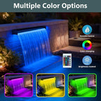All-in-1 Pond Waterfall Kit | 40W 850GPH Pond Filter Pump with 12" Stainless Steel Spillway | Remote Control LED Lights | 4-Stage Filtration System for Backyard Garden & Outdoor Water Feature