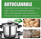 Mushroom Grow Bags, 50 Pack 6 Mil Polypropylene Mushroom Substrate Bags, 8"x5"x20" with Breathable 0.2 Micron Filter Patch, Large Autoclavable Bags for Substrates Strong Tear Resistant