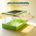 Foldable Reptile Terrarium with Sliding Door Portable Spider Enclosure, Lizard Cage, Plastic Habitat for Tarantula, Tree Frog, Leopard Gecko, Snake, Hermit Crab Ventilated Terrarium Starter Kit Green