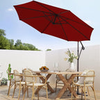 wikiwiki 10ft Patio Umbrellas Offset Outdoor Cantilever Hanging Umbrella, Fade Resistant Waterproof Recycled Fabric Canopy for Yard, Garden & Deck, Burgundy Red