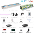 36'' APP Control Pool Waterfall with RGB LED Lights, Stainless Steel Pond Fountain Set for Outdoor Decorations, Patio Waterfall Spillway Kit w/16 Color Changing, Easy Install
