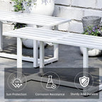 Plant Stand Indoor Outdoor, Foldable Metal Plant Shelf for Multiple Pots, Mid Century Slatted Bench for Patio Garden, Heavy Duty Capacity 330 lbs 2 Pack White