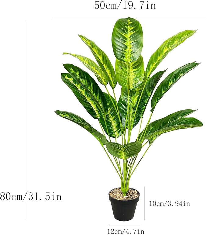 Tall Faux Palm Tree Realistic Potted Silk Artificial Plants Indoor with Pot Floor Plant for Home Office Living Room Bedroom Outdoor Wedding Stairs Foyer Decor (31" Yellow Bird of Paradise)
