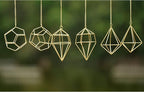 Gold Hanging Air Plants Holders Small Tillandsia Airplants Hangers 6 Pack Geometric Wire Himmeli Air Fern Display Planter with Chains Airferns Metal Hanging Holders
