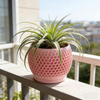 Plant Pots, Modern 3D Printed Honeycomb Planters for Indoor Plants, 4.7 Inch Cherry Pink Decorative Flower Pot for Office Desktop, Bookshelf & Home Decor, Lightweight & Durable.