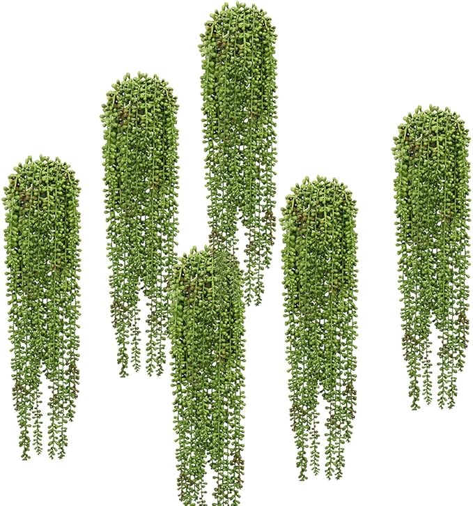 SzJias 6 Pcs String of Pearls Plant Artificial Hanging Succulents Plants for Home Garden Decor