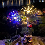 FOOING 4 Pcs Solar Garden Lights Solar Firework Lights Waterproof, 120 LED String Light 2 Modes Twinkling Fairy Nightlight for Garden, Wedding, Party, Patio, Yard, Landscape Decoration (Colorful)
