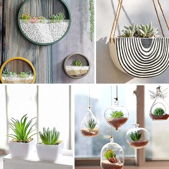 HappyHapi 12 Pcs Artificial Succulents Mini Fake Plants Unpotted Faux Succulent for Craft, Small Plastic Succulents Assortment in Flocked Green Floral Decor for Party, Cake, Garden & Outdoor