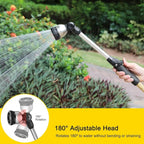 FANHAO Garden Hose Wand Heavy Duty, 16 Inches Metal Watering Wand with 8 Spray Patterns, 180° Rotating Long Hose Nozzle Sprayer Wand with Thumb Flow Control for Watering Hanging Baskets and Shrubs