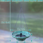 Solar Fountain Ceramic Hanging Bird Bath,Bird Bath for Outside,Outdoor Fountain Bird Bath,Garden and Home Decor