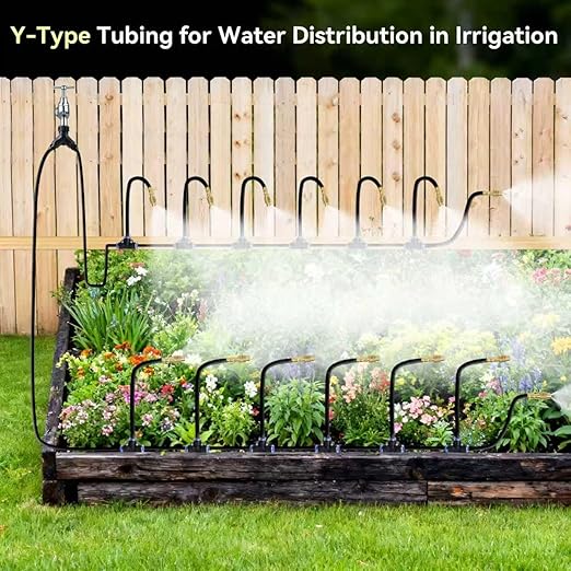 100FT Drip Irrigation System,Garden Watering System with 17 Copper Nozzles&1/4" Tubing, 360° Adjustable Irrigation System for Garden,Automatic sprinklers for Yard,Raised Beds&Greenhouse