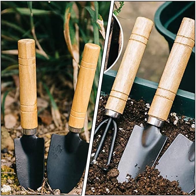 Ciieeo 10pcs Mini Gardening Tool Set for Succulent and Potted Planting with Wooden Handles, Soil Detecting Device, and Bonsai Accessories for Indoor and Outdoor Plant Care