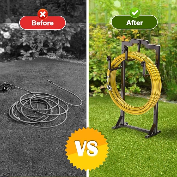Skycarper Garden Hose Reel Holder Water Hose Hanger Organizer Stand,Bronze