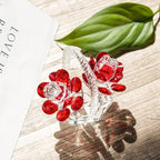 H&D HYALINE & DORA Crystal Red Rose Flower Basket Crystal Collectible Figurines Ornaments for Home Decor Table Centerpiece