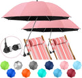 2 PACK Beach Umbrella with Clamp, 360 ° Adjustable Umbrellas for Chair, UPF50+ Umbrella for Beach Chair, Patio Chair, Wheelchair, Camping Chair, Golf Carts (Chair Not Included)