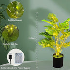 20" Lighted Faux Monstera Plant with LED Lights - USB & Battery Box Powered - LED Artificial Monstera Tree for Living Room, Home Decor, Indoor Decoration (Turtle-Back Bamboo)