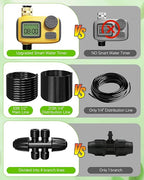 246FT Drip Irrigation System with LCD Timer, Automatic Watering System Kits,1/2 Inch Hose 1/4 Inch Distribution Tubing 3 Sprayer Types, for Garden, Greenhouse, Garden, Lawn