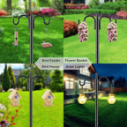 Gtongoko Double Shepherds Hook 92 Inch Bird Feeder Pole 1 Pack 3/4 Inch Thick Heavy Duty Garden Hooks for Outdoor Hanging Hummingbird Feeder, Plant Baskets, Solar Light Lanterns, String Light