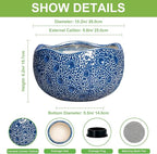 10 Inch Plant Pot - Ceramic Pots for Plants Indoor Outdoor, Round Bonsai Pots with Drainage Hole, Decorative Flower Pot, Modern Unique Planters, House Decor, Housewarming Gifts, Blue