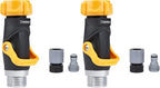 Melnor 65171AMZ Lever Flow Through Valve Connector Bundle, 1 Count (Pack of 2), Yellow, Black, Grey