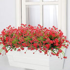 Artificial Flowers Outdoor UV Resistant Fake Plants Indoor Outside Hanging Planter Home Garden Decor, 10 Bundles (Red)