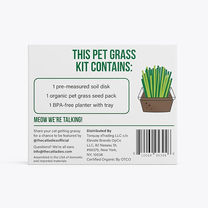 Cat Grass Growing Kit -Organic Seed, Soil and BPA Free containers (Non GMO). All of Our Seed is Locally sourced! (1 Pack)