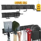 CBWLWJ Garage Tool Organizer Wall Mount, 48 inch Garage Wall Organizer, 400lbs Sturdy Garden Tool Organizer with 7 Adjustable Hooks, for Yard, Shed, Basement, Workshop(Black)