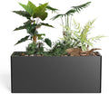 Metal Planter Box - Heavy Duty Rectangular Trough, All-Weather Rust-Resistant Design with 6 Drainage Holes | Large 36x15x15 Inch for Patio, Porch & Garden | Black