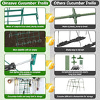 Cucumber Trellis for Raised Bed A Frame Metal Garden Trellis for Climbing Plants Outdoor, 42 x 32IN Foldable Coated Steel Cucumbers Trellis, Easy to Install Cucumber Trellis for Vegetable Fruit Flower