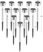 GIGALUMI Solar Pathway Lights, Stainless Steel IP44 Waterproof Auto On/Off Outdoor LED Solar Landscape Lights for Garden, Yard, Patio, Path and Walkway(12 Pack, Cold White)