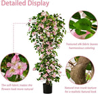 Artificial Bougainvillea Tree -5FT Faux Bougainvillea Tree with Realistic Flowers, Tall Fake Flower Tree for Indoor or Outdoor Decor, Silk Floral Plant for Living Room, Porch, Garden (Pink/White)