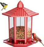Birdream Bird Feeders for Outdoor Hanging, Fun Installation Pagoda Design Wild Birdfeeder, Attracting Wild Birds Sparrows Finch Cardinal Goldfinch Chickadee - Red