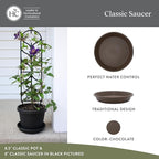 The HC Companies 17.5 Inch Round Plastic Classic Plant Saucer - Indoor Outdoor Plant Trays for Pots - 17.5"x17.5"x3" Chocolate