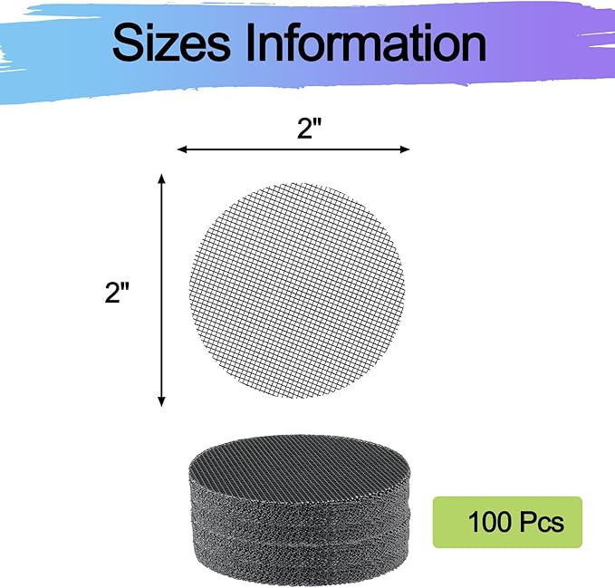 Bonsai Mesh for Plant Pot Drainage Screen 2 Inch, 100 Pcs Plastic Round Flower Pot Hole Mesh Screen Cover Pad, Planter Bottom Drainage Inserts Grid Mat for Potted Succulent
