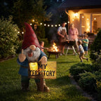 Lavezee Funny Garden Gnome, Middle Finger Gnomes Statue with Solar Lighted Sign – “My Territory” for Patio Backyard Porch Outdoor, Humorous Housewarming Gifts for Men Dad Husband