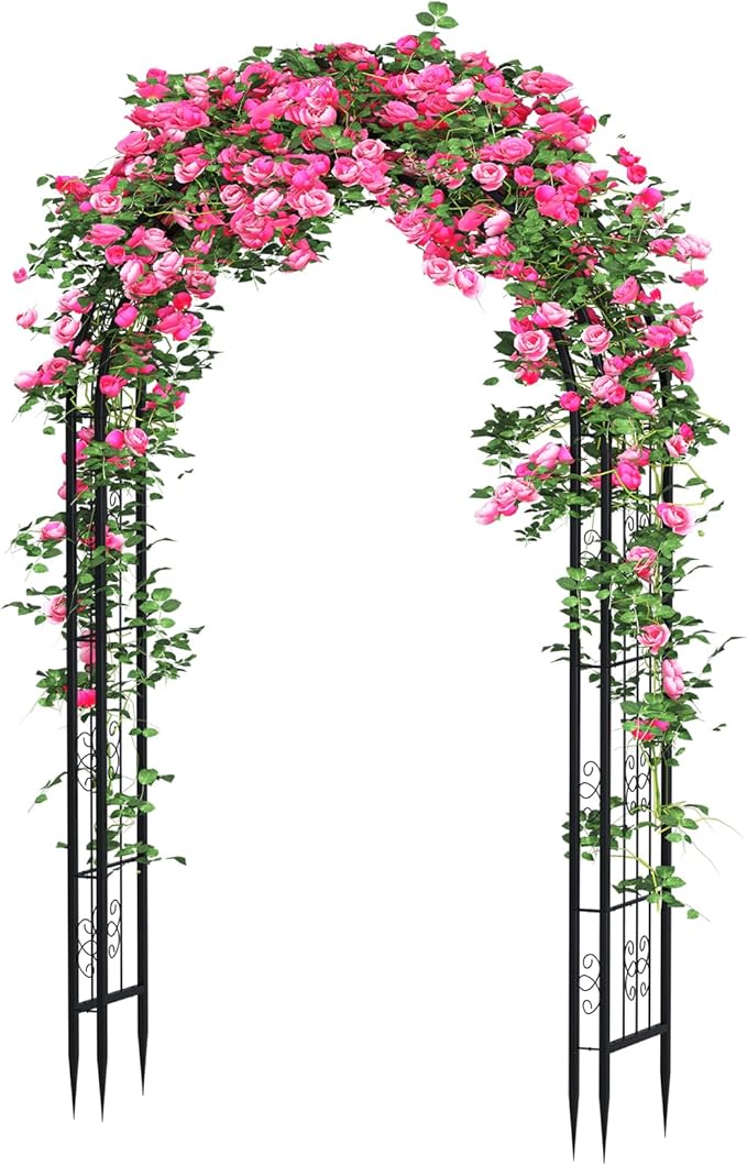 Arbuxzuy 88in Steel Garden Arch Arbor Trellis for Climbing Plants Outdoor,Yard,Garden,Climbing Plants 7ft Decorative Wire Lattice,Outdoor Wedding Arch(Black)