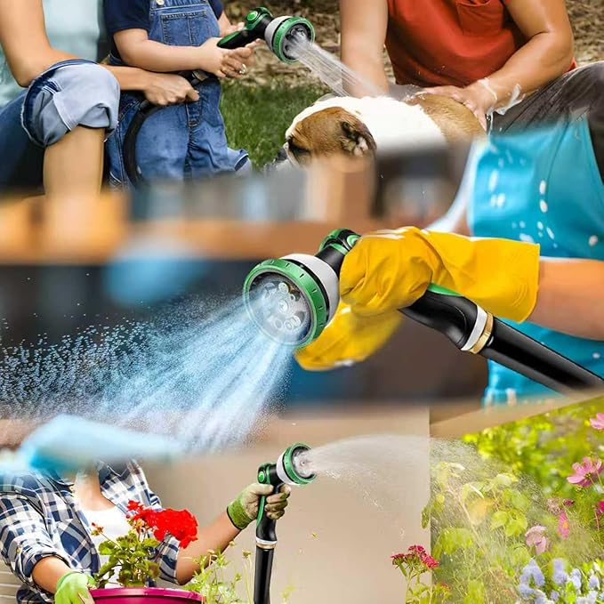Garden Hose 75FT – Lightweight Water Hose 3/4”, Flexible Hose with 10 Sprayer, Burst-Resistant, Anti-Kink for Outdoor Use, Watering(Green)