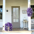 2 pcs Artificial Faux Bougainvillea Flowers Plants for Outdoor Outside Summer Decoration, Fake Silk UV Resistant Long Trailing Vines for Front Door Porch Planter Balcony (Purple Dark Purple)