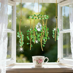 3 Pack Crystal Suncatchers for Window Boho Decor— Pink Plant Inspired Hanging Wind Chimes with Chain Rainbow Prism Indoor Outdoor Home Decor & Plant Lover Gift ﻿