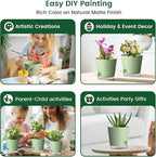 6 inch Self Watering Pots for Indoor Outdoor Plants, 6 Pack Flower Plant Pots with Drainage Holes and Clear Reservoirs, Visible Water Level, Plastic Planters with Wicking Rope, Green